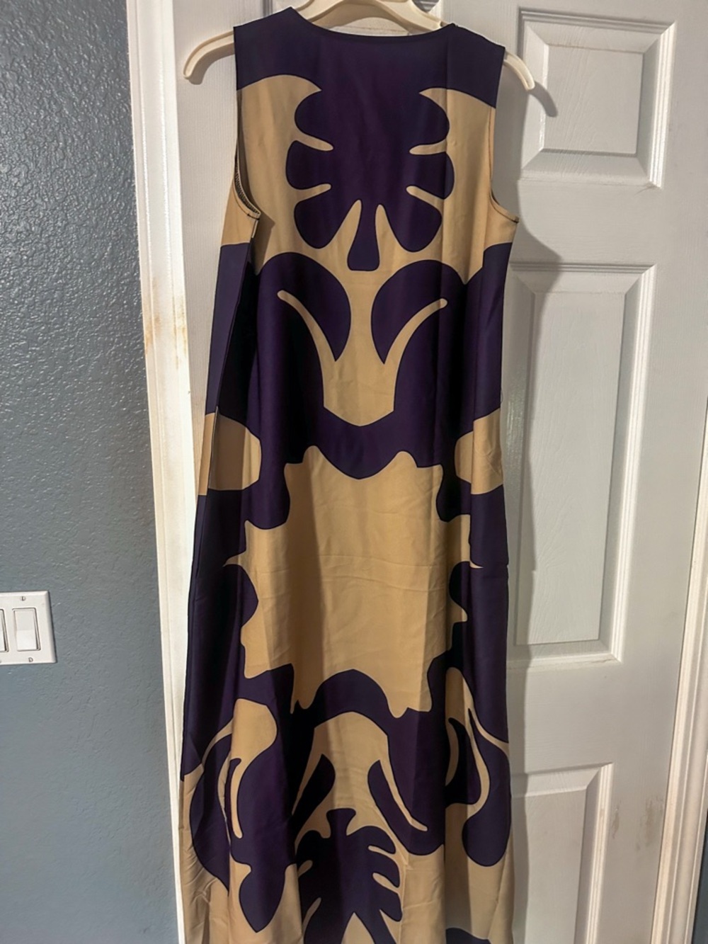 Bold Purple and Tan Maxi Dress
